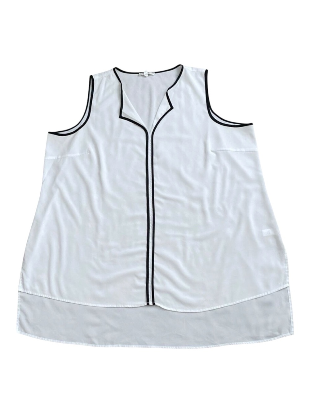 Spense Sleeveless Blouse Womens Plus 2X White Black Trim Tunic Tank Career Top